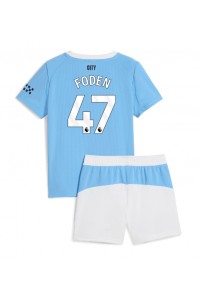 Fotbalové Dres Manchester City Phil Foden #47 Dětské Domácí Oblečení 2025-26 Krátký Rukáv (+ trenýrky)